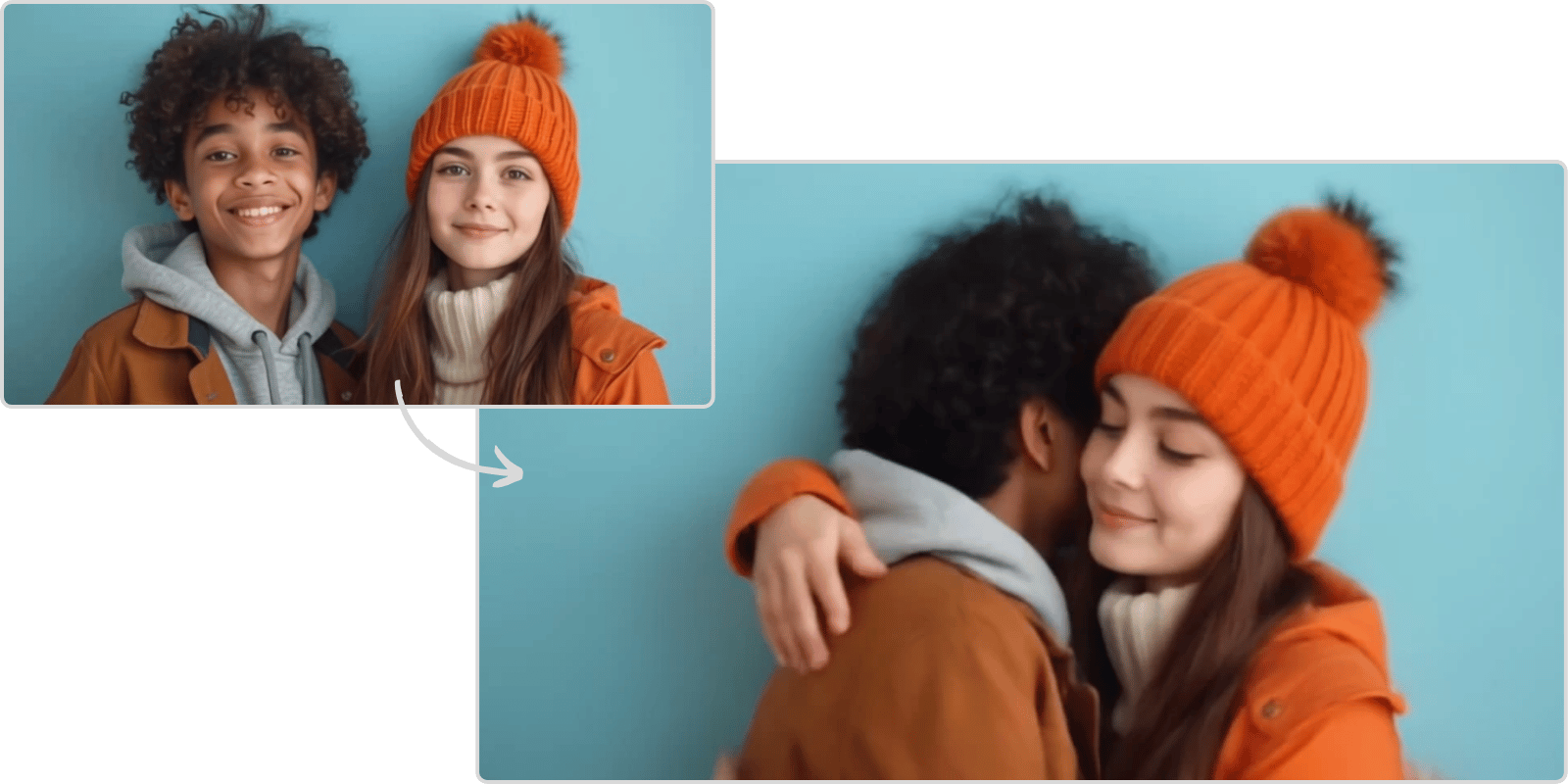 Let your characters hug like never before — powered by AI. Automatically generate natural, warm, lifelike hugging effects from just a video input. No mocap, no green screen, just magic.